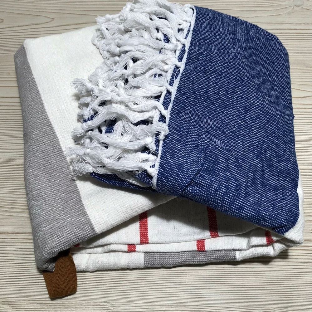 West Elm Picnic Blanket NWOT • Striped Cotton